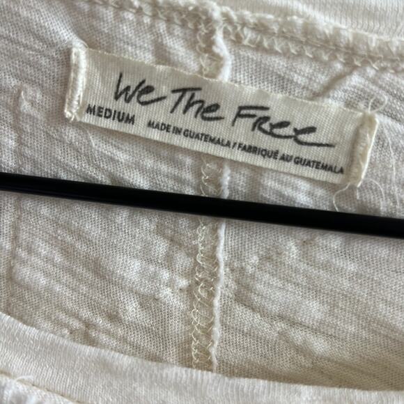 Free People We the Free Cream Burnout Oversized Tee with Waffle Knit Sleeve M - Picture 3 of 9